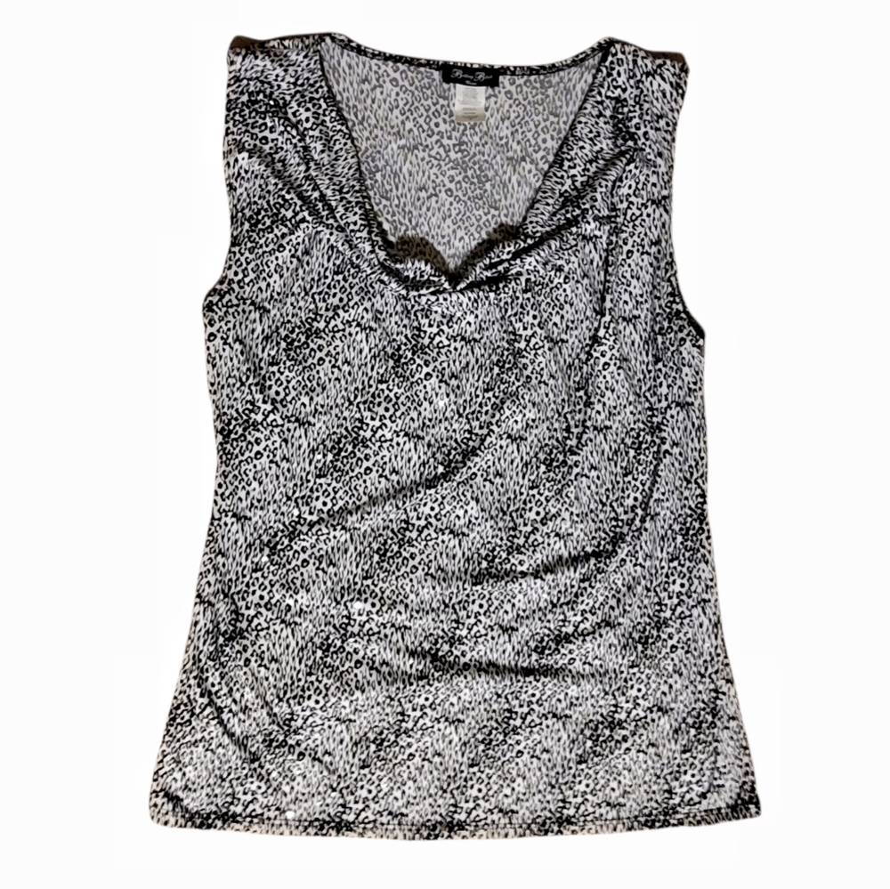 Brittney Black sleeveless stretch top.